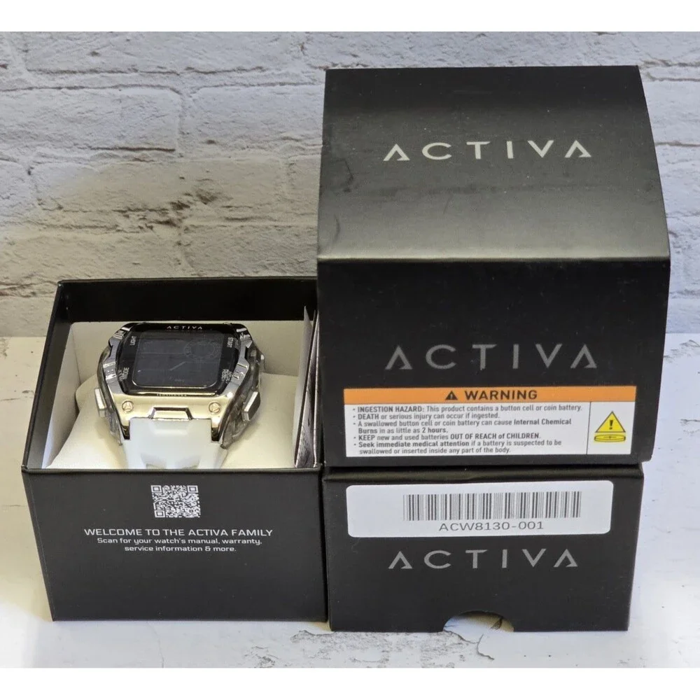 Activa X Invicta Digital Men's Watch 46mm White Silver ACW8130-001 Brand New